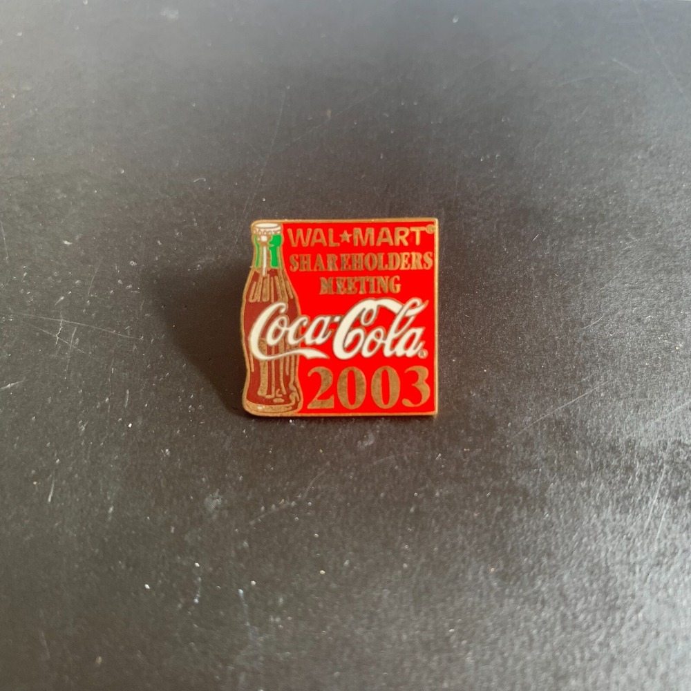 Coca-Cola 2003 Wal-Mart Shareholders Meeting Enamel Pin Red Gold Tone Soda Promo